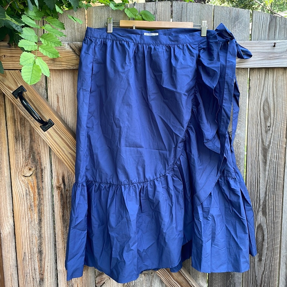 Women's Navy Blue Wrap Midi Skirt